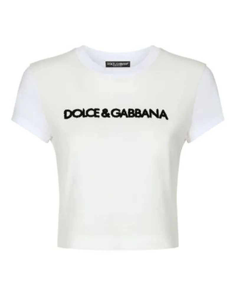 Dolce & Gabbana Kurzes T-Shirt mit DG-Logo White