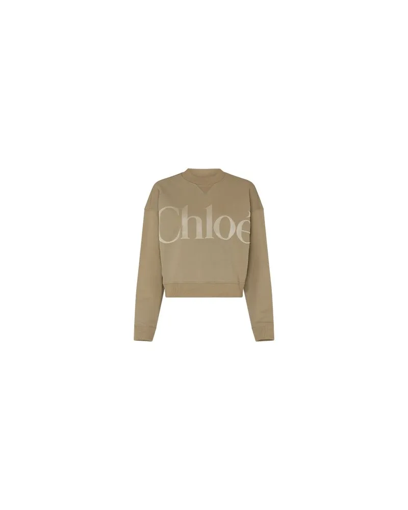 Chloé Rundhals-Sweatshirt mit Signatur Grey