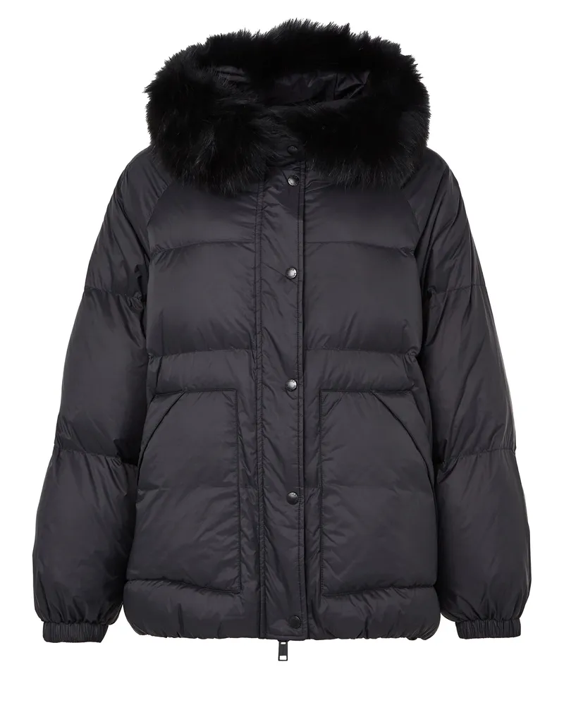 Yves Salomon Kapuzendaunenjacke mit Bordüre aus Fuchspelz 