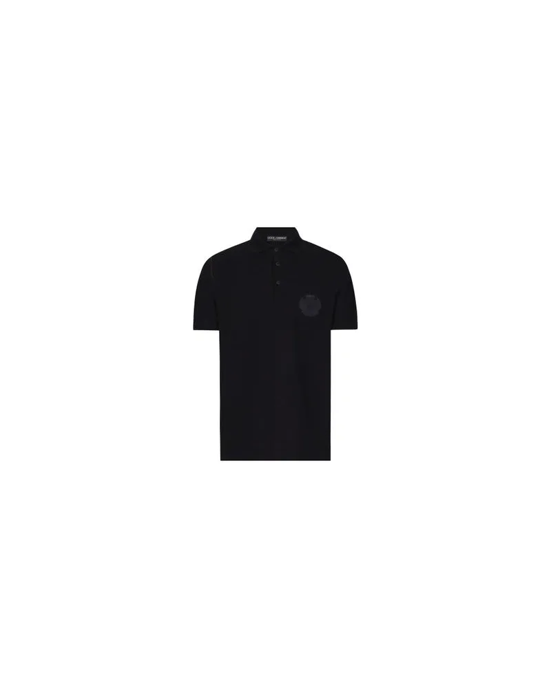 Dolce & Gabbana Poloshirt mit DG-Logo-Stickerei Black