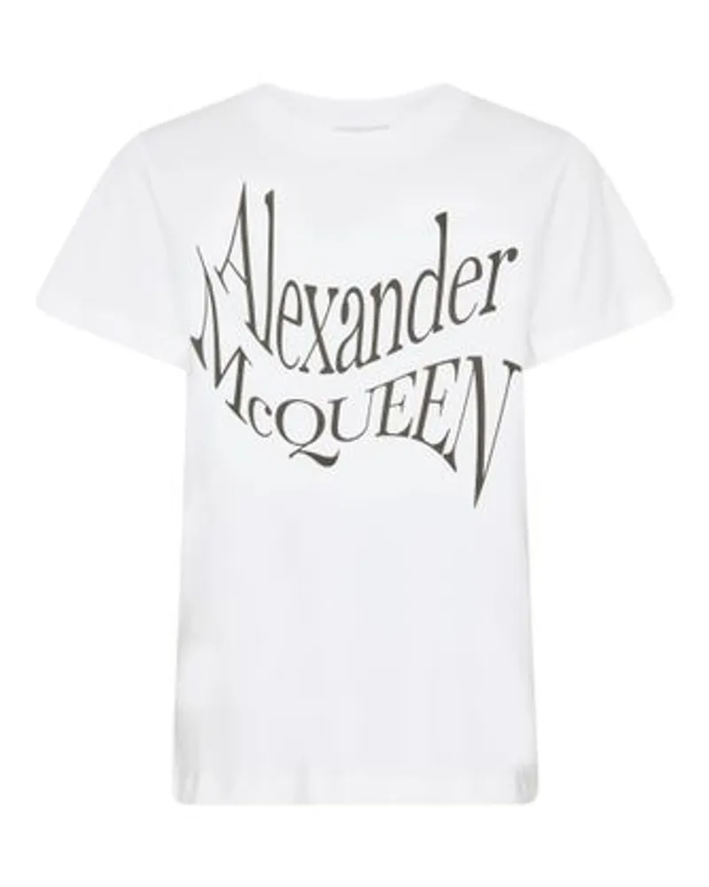 Alexander McQueen Kurzarm-T-Shirt mit Logo White