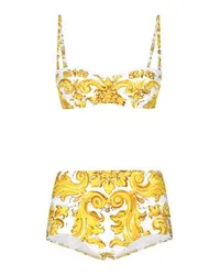 Dolce & Gabbana Majolika-Bikini-Top und -Höschen Multicolor