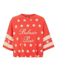 Balmain T-Shirt Balmain Signature Sterne Red