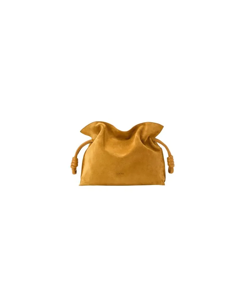 Loewe Mittelgroße Clutch Flamenco aus Wildleder Yellow