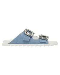 Roger Vivier Mules Slidy Viv mit Strass-Schnalle Blue