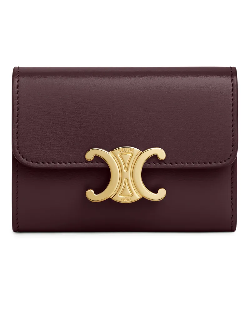 Celine Kompakte Triomphe brieftasche mit münzfach Burgundy