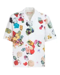 Marni Bowling-Shirt mit Blumen-Print White