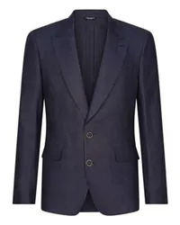 Dolce & Gabbana Einreihige Leinenjacke in Sicilia Fit Blue