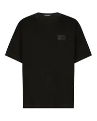 Dolce & Gabbana Baumwoll-T-Shirt mit Branding-Tag Black