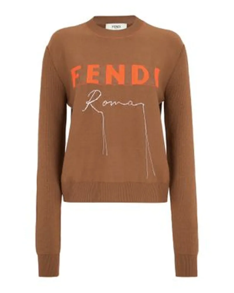 Fendi Weicher Rundhalspullover Brown