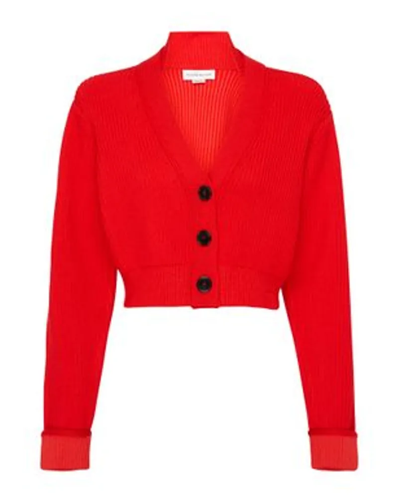 Victoria Beckham Crop-Cardigan mit V-Ausschnitt Red