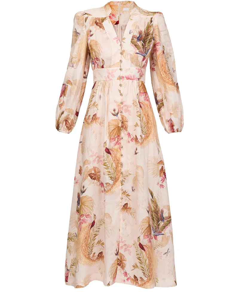 Zimmermann Midikleid Ascension mit Plunge-Ausschnitt 