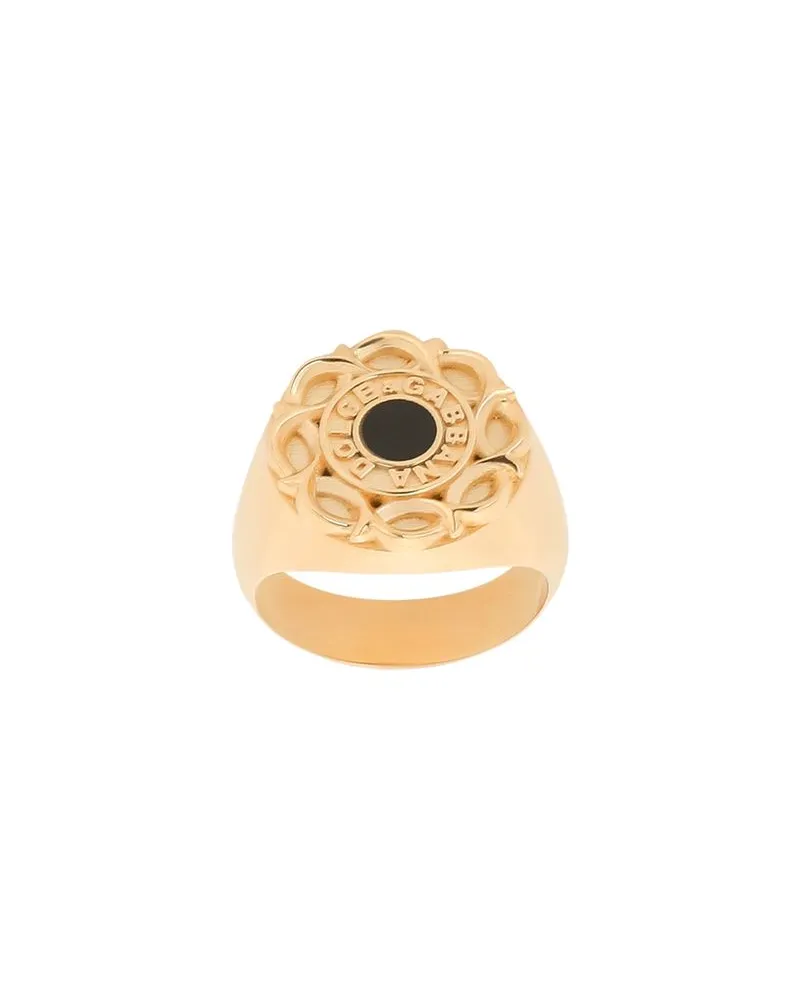 Dolce & Gabbana Emaillierter Ring mit Blumenmuster Gold