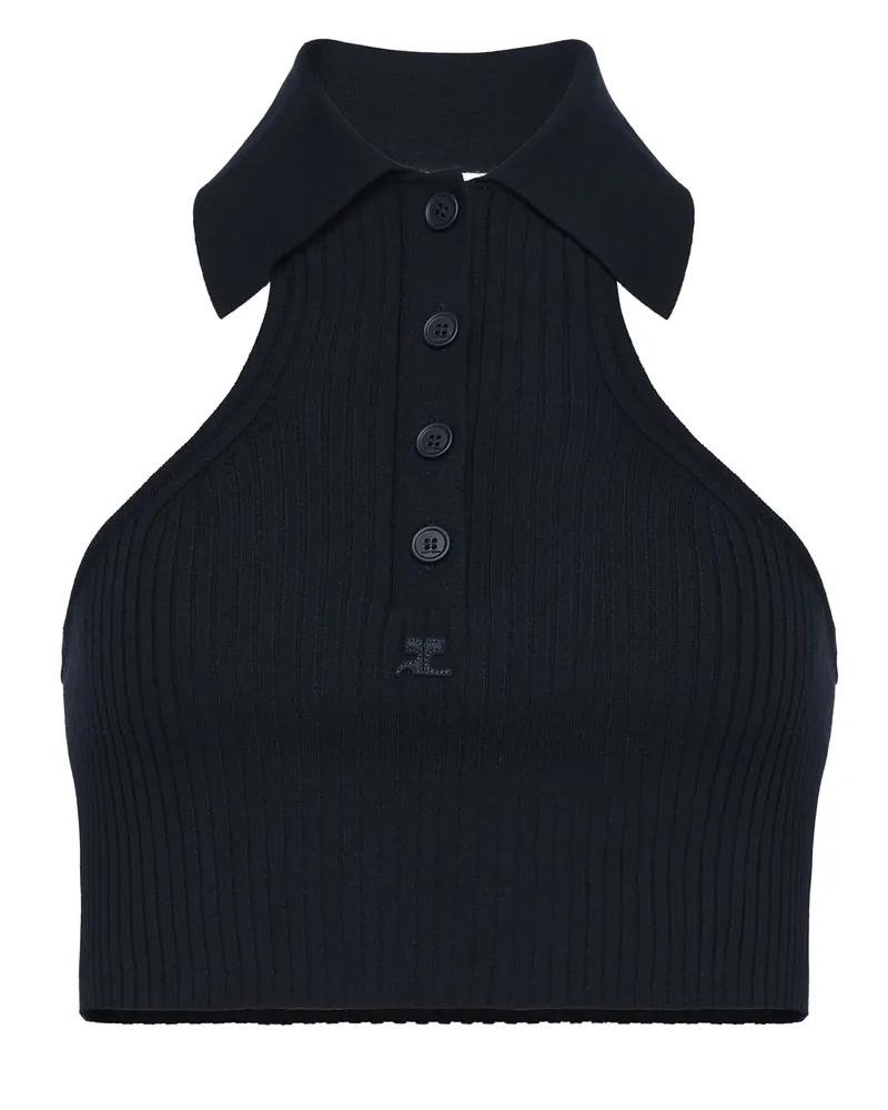 Courrèges Rippstrick-Top in Scuba-Optik 