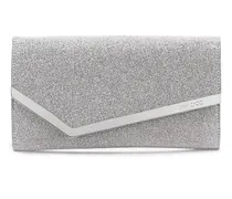 Ausgeh-Clutch Emmie aus silberfarben paillettiertem Leder