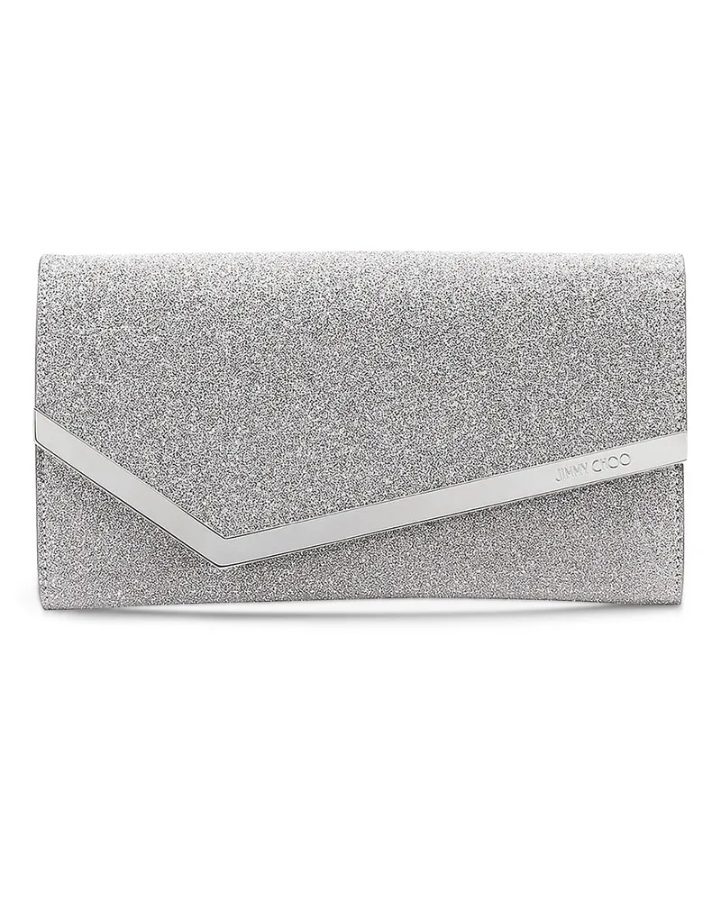 Jimmy Choo Ausgeh-Clutch Emmie aus silberfarben paillettiertem Leder 