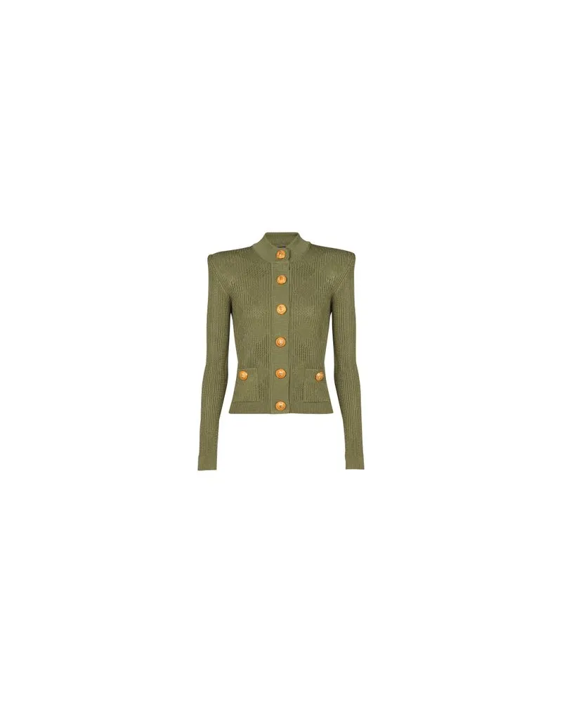 Balmain Ajour-Cardigan Vichy Green