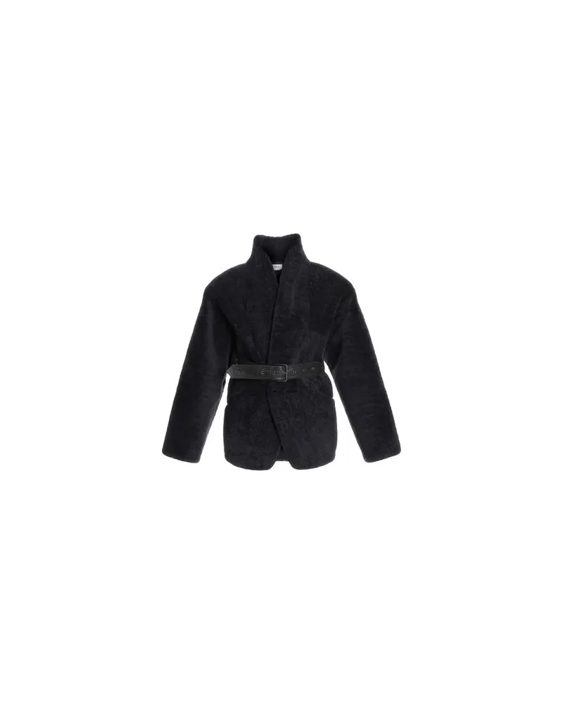 Balmain Kurzer Mantel mit Gürtel Blue