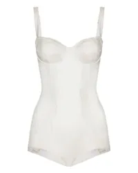 Dolce & Gabbana Seidenbody mit Balconette-BH und Spitzenverzierung White