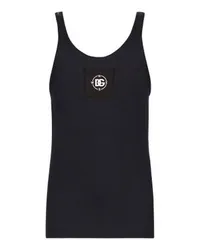 Dolce & Gabbana Fein geripptes Tanktop Slim Blue