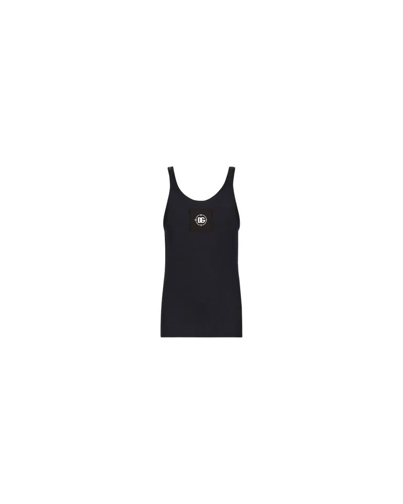 Dolce & Gabbana Fein Geripptes Tanktop Slim Blue