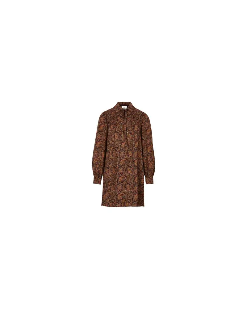 Celine Rhinestone collar shirt dress Brown