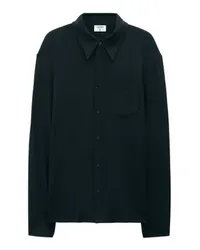 Filippa K Glänzendes, geripptes Hemd Black