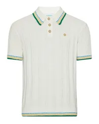 Casablanca Paris Poloshirt mit geripptem Bouclé-Effekt White