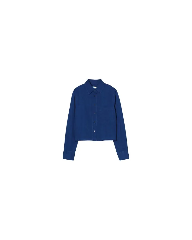 Closed Klassisches Langarmhemd im Cropped Fit Blue