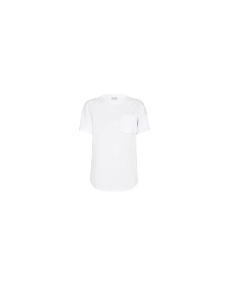 Brunello Cucinelli T-Shirt mit Monili White