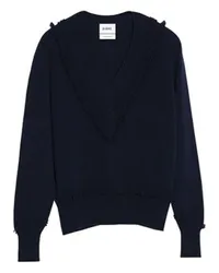 Barrie Klassischer Kaschmirpullover mit V-Ausschnitt Blue