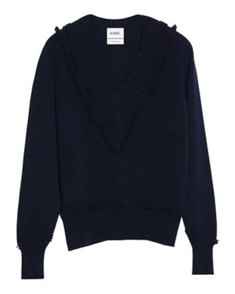 Barrie Klassischer Kaschmirpullover mit V-Ausschnitt Blue