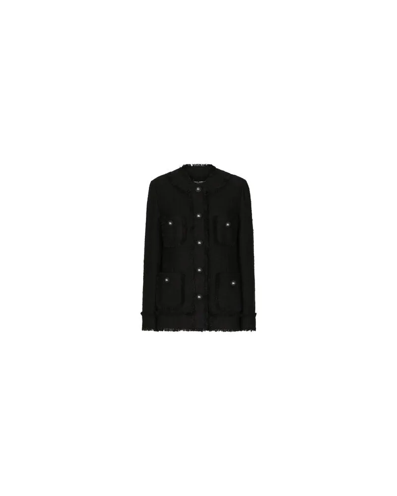 Dolce & Gabbana Einreihige Tweed-Jacke Black