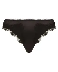 Dolce & Gabbana Satin-Tanga mit Spitzenverzierung Black