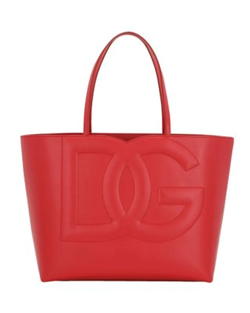 Dolce & Gabbana Mittelgroßer Shopper mit DG-Logo Red