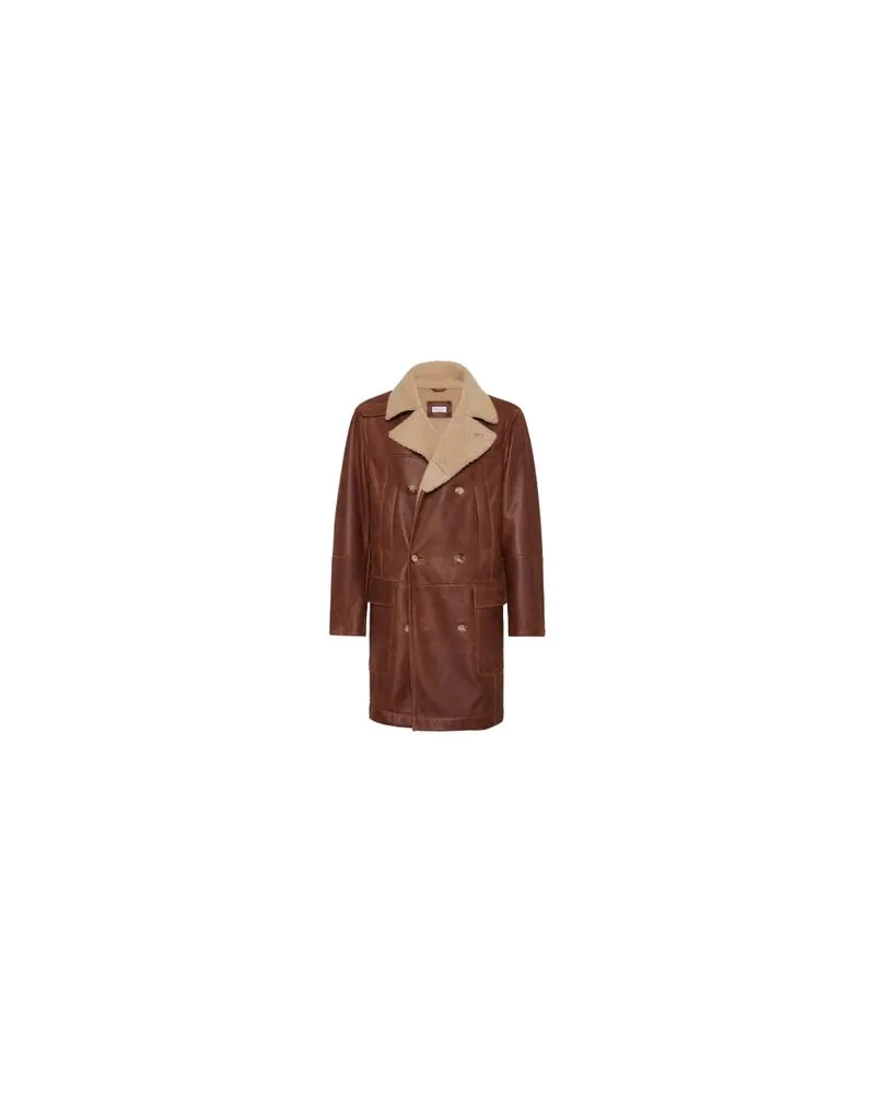 Brunello Cucinelli Zweireihiger Mantel Brown