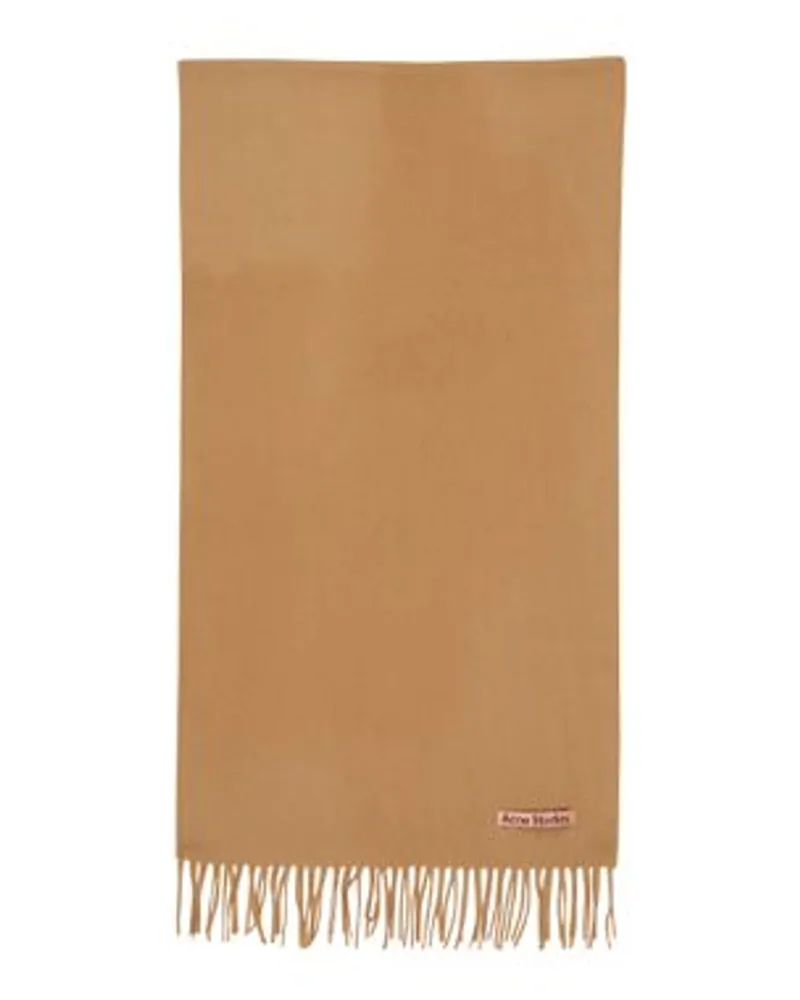 Acne Studios Kaschmir Schal Mit Fransen Beige