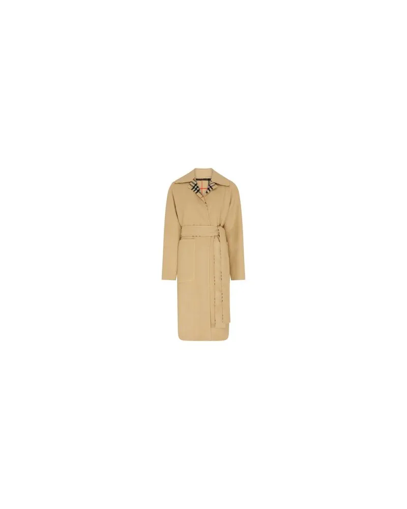 Burberry Langer Trenchcoat mit Check-Revers Beige