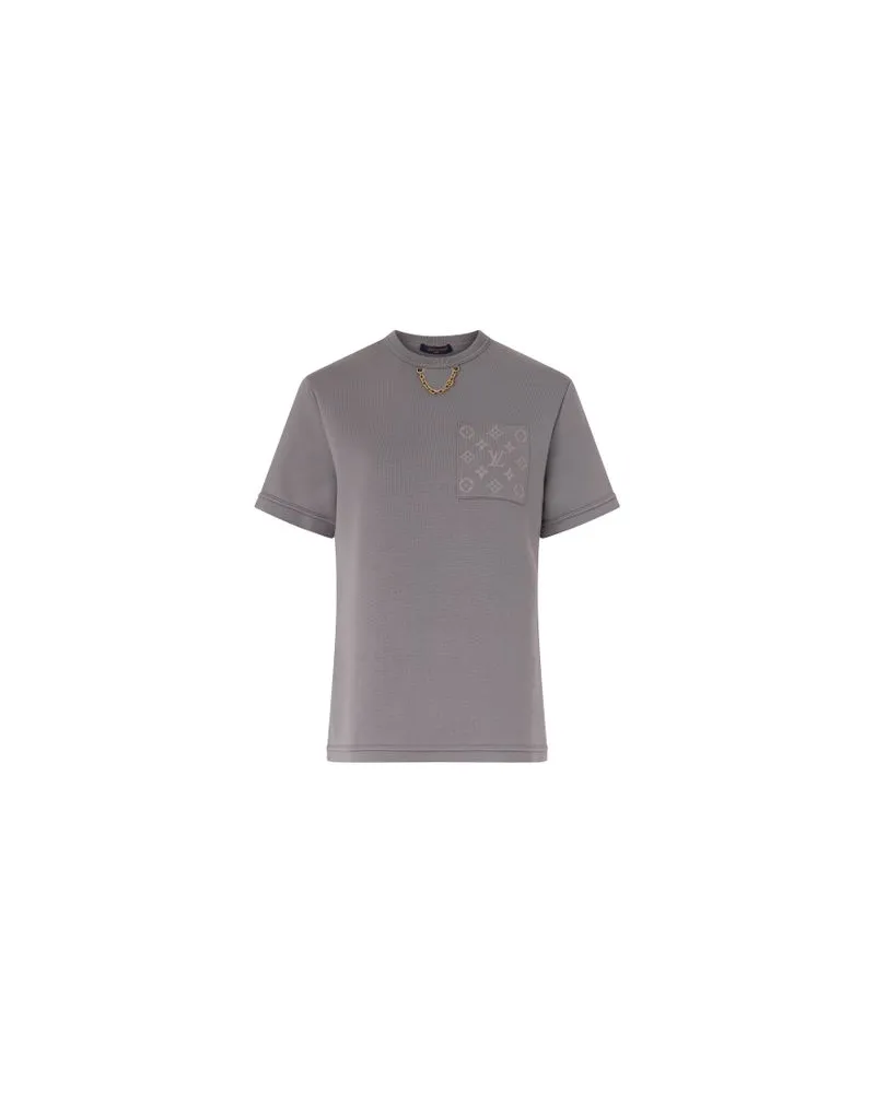 Louis Vuitton Monogramm-Akzent-Strick-T-Shirt Blue