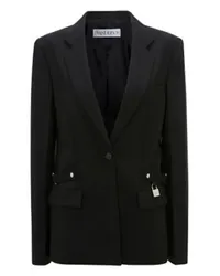 J.W.Anderson Einreihiger Blazer mit Gurt und Vorhängeschloss Black