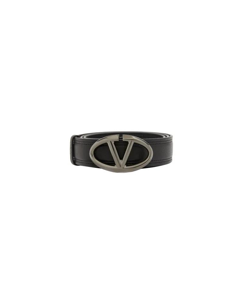 Valentino Garavani Gürtel mit V-Logo-Schließe Moon H.35 Black
