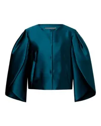 Alberta Ferretti Kurze Mikadojacke mit Tulpenärmeln Blue