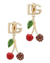 Dolce & Gabbana Ohrringe mit DG-Logo und Kirschen Gold