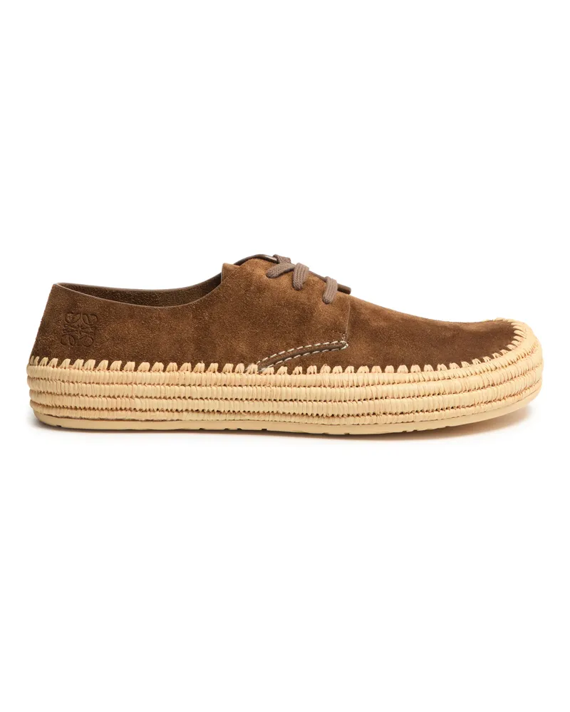 Loewe Espadrilles Rio aus Wildleder und Raffiabast mit Schnürung 