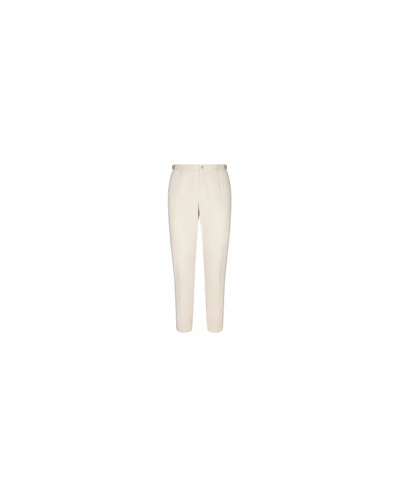 Dolce & Gabbana Stretch-Baumwollhose mit DG-Metalldetail Beige