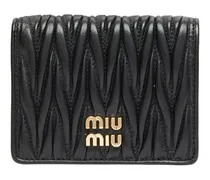 Miu Miu Kleine Klappen-Brieftasche mit Steppung Black