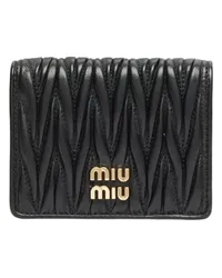 Miu Miu Kleine Klappen-Brieftasche mit Steppung Black