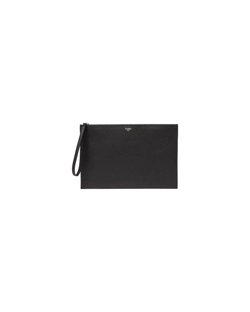 Fendi Flache Beuteltasche Selleria Medium tasche Black