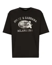 Dolce & Gabbana Baumwoll-T-Shirt mit Logo-Print Black