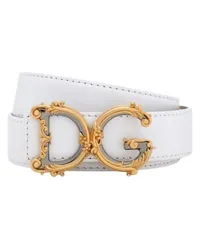 Dolce & Gabbana Kalbsledergürtel mit Logo White